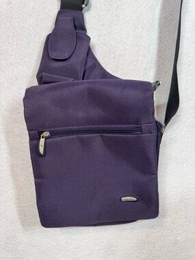 Travelon Classic Messenger Crossbody Travel Bag Anti Theft Purse Purple Eggplant